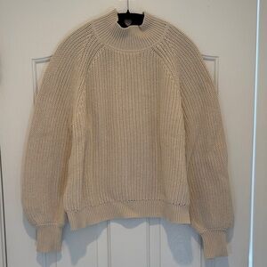 GAP Women's Beige Shaker Stitch Knit Mock neck Sweater